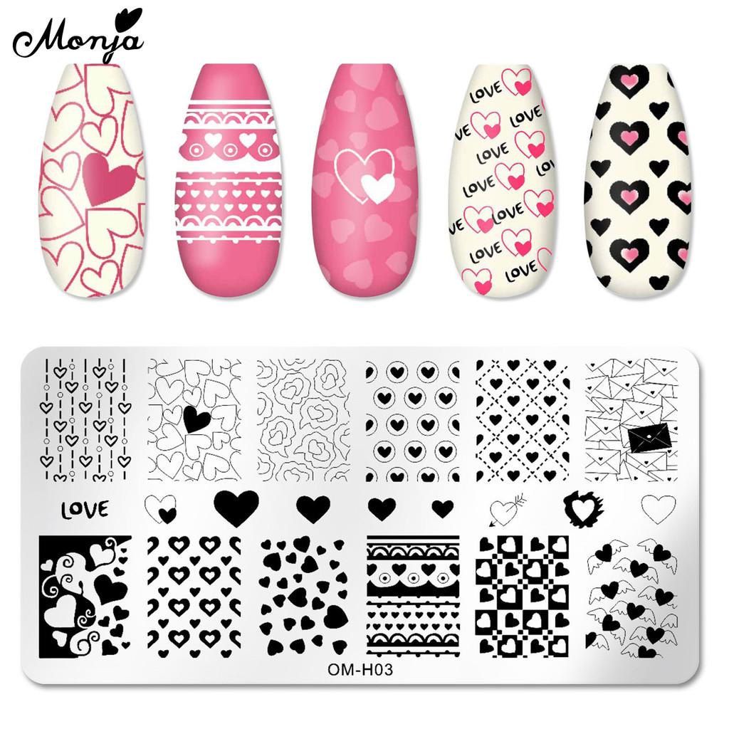 monja 6 стилей нейл-арт штамповочная пластина бабочка цветок растение любовь сердце штамп шаблоны пластины печать трафарет DIY маникюрные инструменты