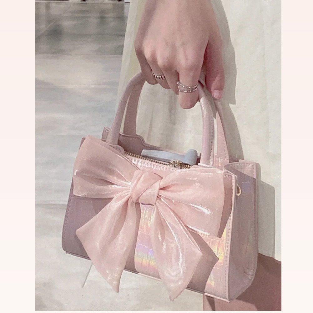 Сумка женская корейский стиль сказочный стиль бант портативная маленькая квадратная сумка одно плечо кроссбоди маленькая сумка Tide