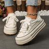 Fashion Sneakers Thick-soled Canvas Shoes Women's Height-enhancing White Shoes Student Platform Cake 2024 Autumn