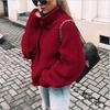 2025 Chunky Knit Batwing Sleeve European-American Semi-High Neck Oversized Sweater