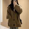 Женский Осенне-Зимний Ленивый Стиль Вязаный Кардиган с Капюшоном - Корейский Свободный Свитерообразный Пальто с Высококлассным Темпераментом