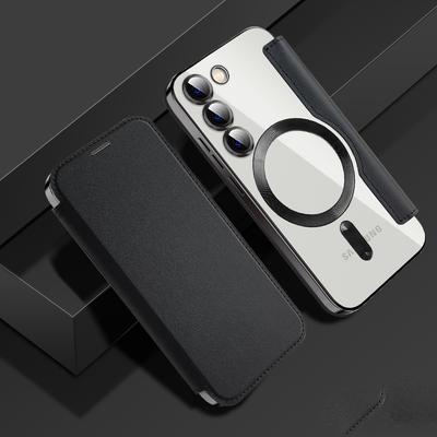 Магнитный чехол для Samsung Galaxy S23+ Совместимый с MagSafe, ПУ кожа+ТПУ Блокирующий RFID откидной чехол для телефона