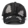 Distressed Washed Denim Baseball Cap Ripped Sun Hat Versatile Duckbill Cap  Daily Wear