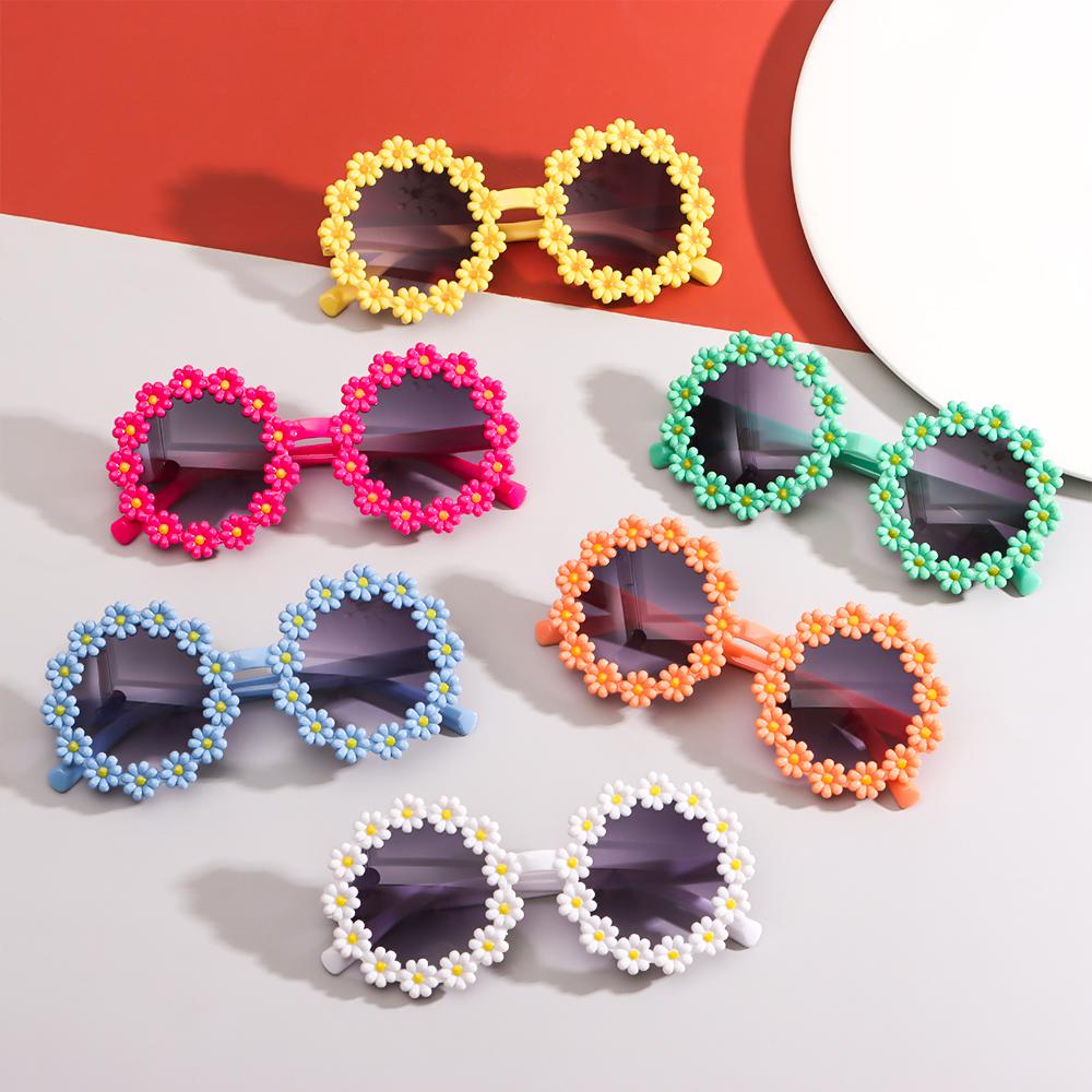 Girls Sun Protection Festival Party Flower Sun Glasses Kids Daisy Sunglasses Shades Round Frame