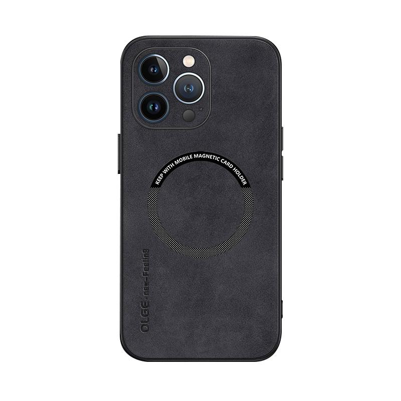 Магнитный кожаный чехол Magsafe для iPhone 15 Pro Max 14 13 12 Pro Max 11 из овчины с железным кольцом, магнитный чехол