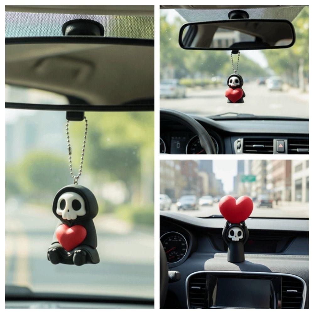 Black Grim Reaper Figure Miniature Halloween Pendant Skeleton Keychain Dashboard