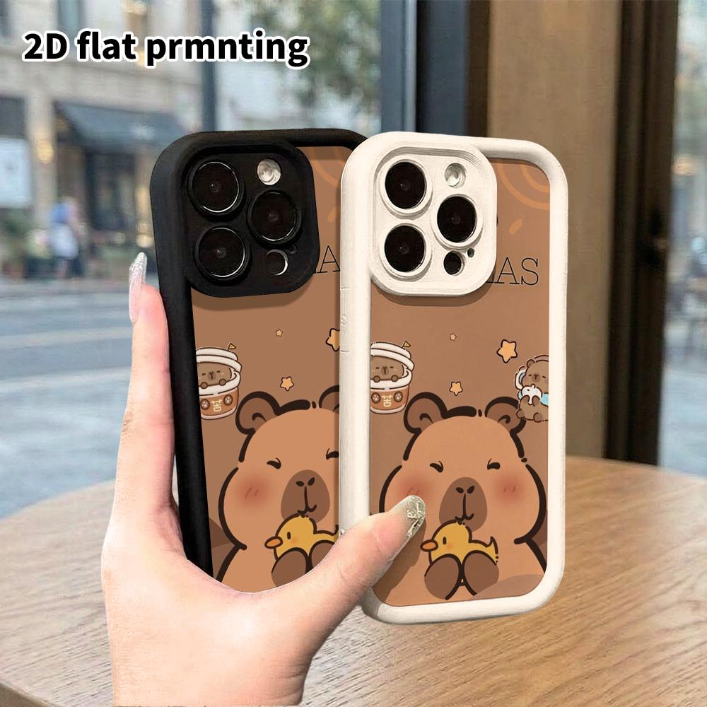 Чехол для телефона: 2D плоский дизайн, подходящий для iPhone 18 17 16 15 14 13 Pro, ступенчатый защитный чехол, с текстом капибара, рождественский и хэллоуинский праздничный подарок