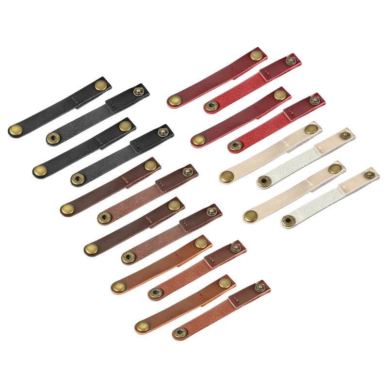 A Top Quality Leather Cable Straps Cable Tie Wraps Cord Management Holder Keeper Cord Organizer for USB Cables Headphone Wires