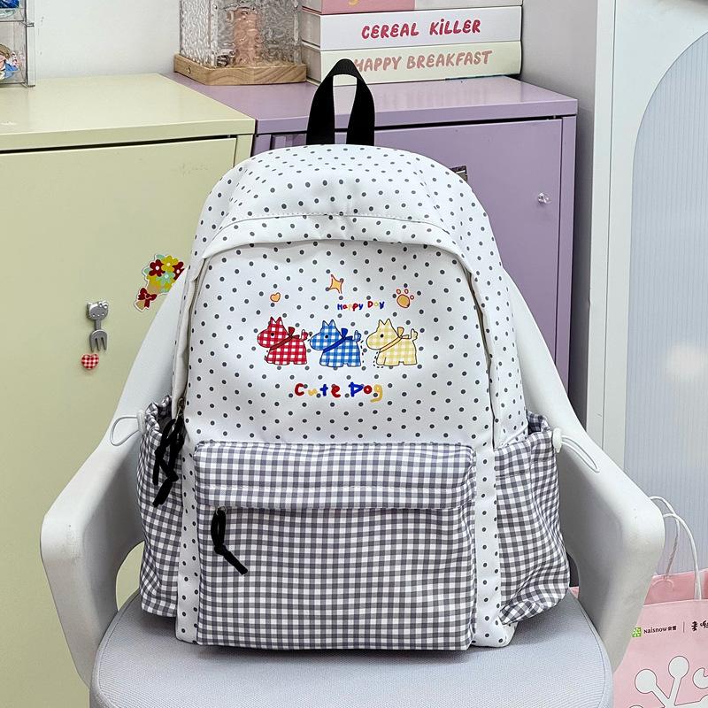 Schoolbag plaid corrugated student schoolbag fresh and cute student schoolbag high value sweet student schoolbag large capacity backpack