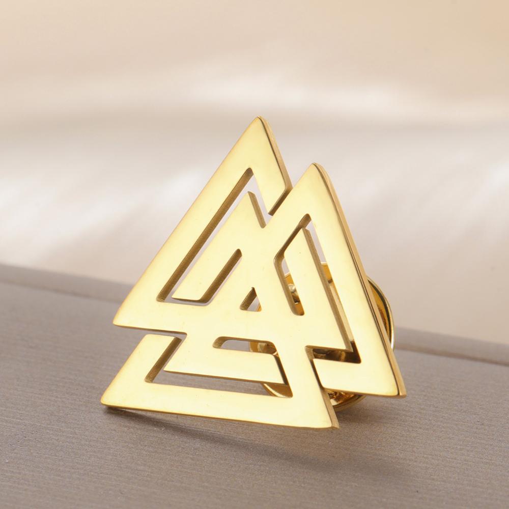 Dawapara Odin Knot Valknut Symbol Brooch Pins Nordic Scandinavian Jewelry Stainless Steel Brooch Accessories
