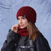 Winter Outdoor Warm Hat Scarf Two-piece Set Fleece Ear Protector Pullover Hat Women's Cold-proof Knitted Wool Hat