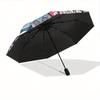 1pc Two Flamingos Automatic Opening and Closing Umbrella, Lightweight 3-Fold, With Cute Cartoon Characters, Suitable for Home, Outdoor and Daily