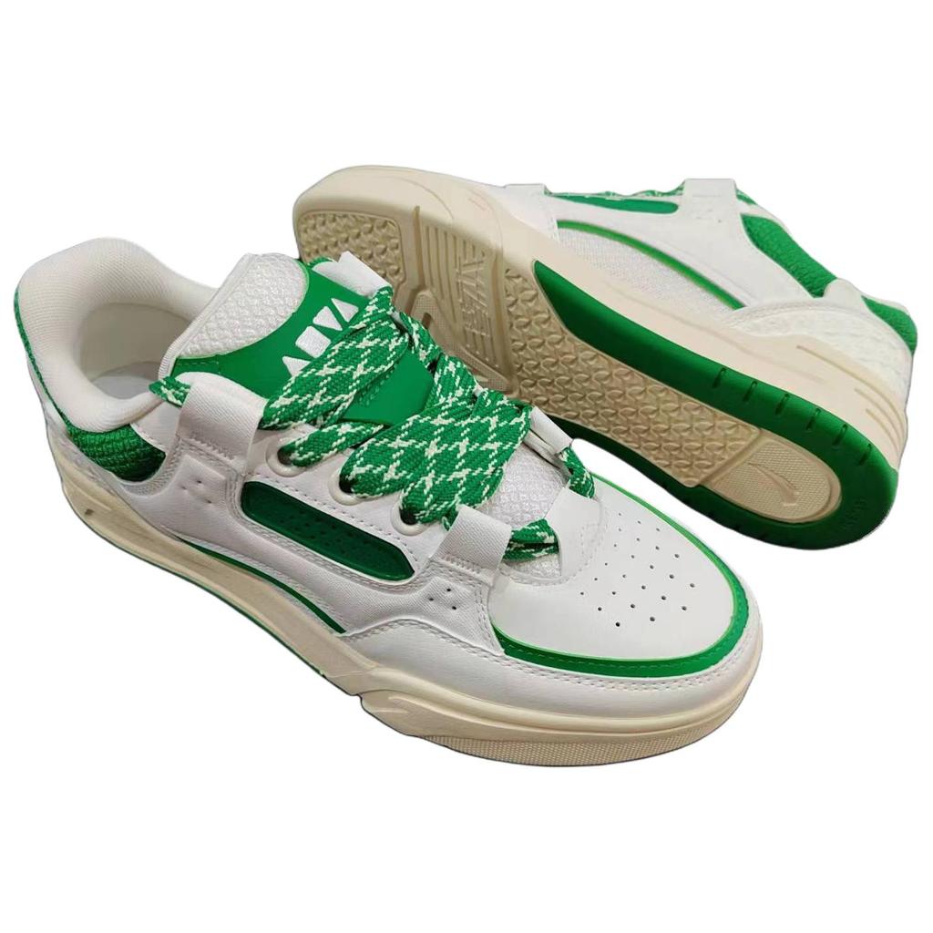 Anta Aojie Fashion Versatile Comfortable Casual Non-Slip Shock Absorbing Wear-Resistant Low-Top Skate Shoes Men Sneaker White Green 112338040S-1
