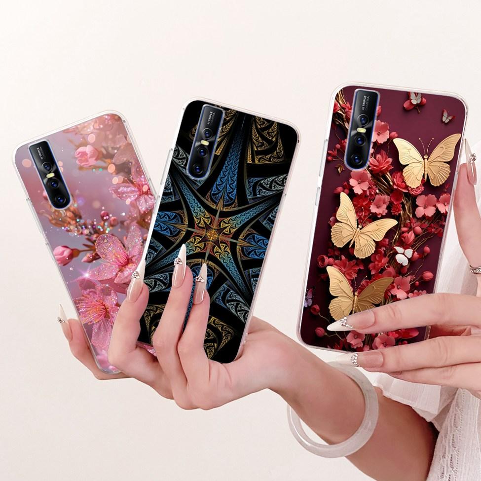 Casing For Vivo V15 Pro Cover Transparent Cute Cat Fashion Butterfly Funny Painted Phone Case For Vivo 1818