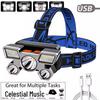 Светодиодный налобный фонарь с USB-зарядкой - Сверхъяркий, Дальний свет для кемпинга, Ночной рыбалки и Приключений на природе