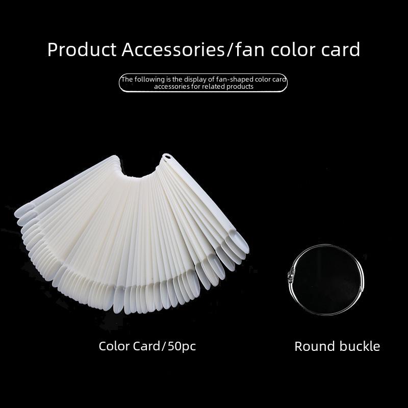 Цветовая карта из 50 веерообразных лаков для нейл-арта с японской круглой головкой - натуральные прозрачные оттенки