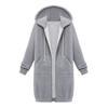 Women Sweatshirt Coat Hooded Adjustable Drawstring Long Sleeve Coat with Pockets Solid Color Mid-length Outerwear