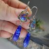 1 пара женских серег из искусственного синего камня, темпераментные украшения, универсальные серьги-крючки