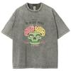 Skull Anatomy Brain Print Women's Wash T-Shirt Summer Fashion Cotton Oversized Half Sleeve American Retro Top