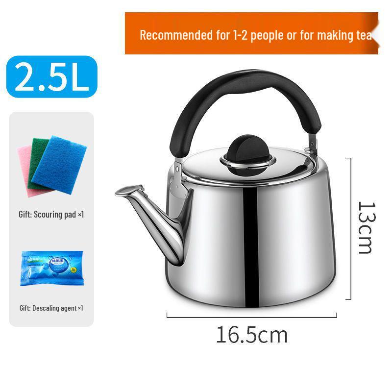 Чайник из нержавеющей стали 304 со свистком для газовых и индукционных плит, большой емкости