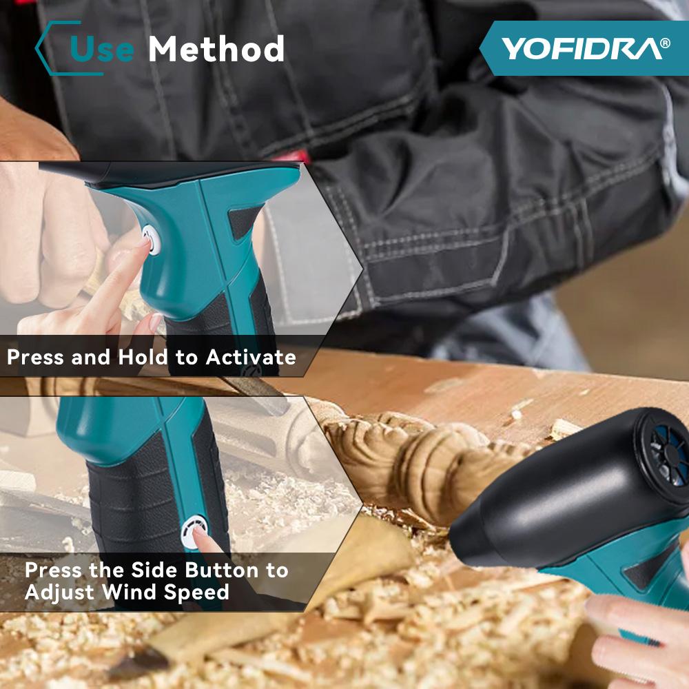 Yofidra Бесщеточный электрический турбовоздуходувка струйный вентилятор 4 передачи сильный автомобильный фен ручной пылевоздушный пистолет продувка для 21 В 18 В аккумулятор