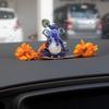 Ganesh Sitting with Leaf Statue (Murti) Idol Showpiece Handmade of Crystal Glass for Worship, Decoration, Car Dashboard, Gift