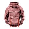Men's Fashionable Solid Color Long Sleeve Hooded Loose Sweatshirt Sports Multi Pocket Sweatshirt Jacket
