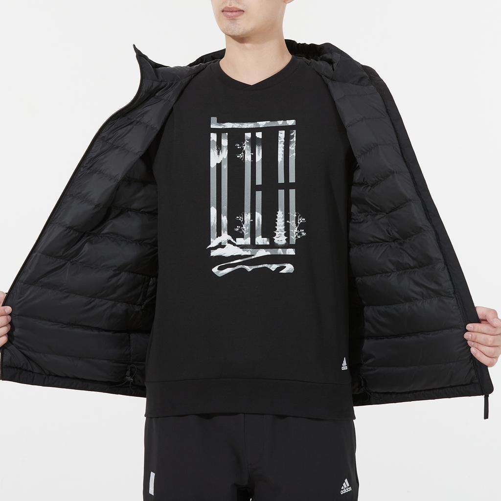 adidas 3st Пуховик с логотипом и полосками по бокам Мужская верхняя одежда Черный H23080