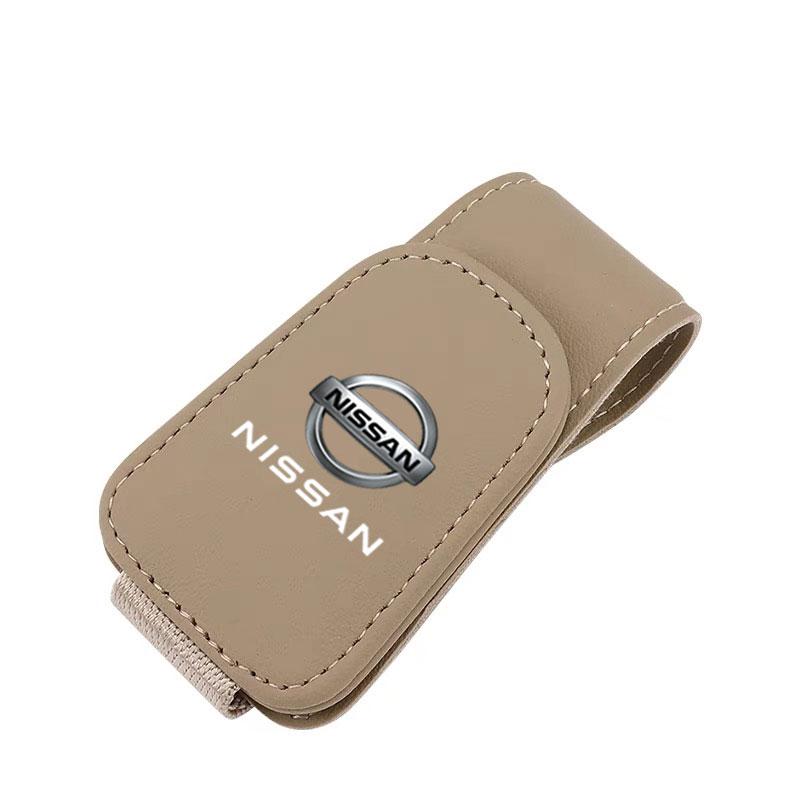 CIZQOI1 Car Sunglasses Holder Magnetic Leather Clip Card Holder For Nissan sentra Serena maxima Versa Micra rogue tiida x-trail NV200