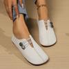 Fashion Soft-soled Hollow Button Shallow Single Shoes, Women's Lazy Doudou Shoe Mother Flat-soled Small Leather Shoes