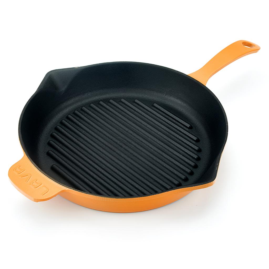 Lava Чугунная круглая сковорода-гриль пружинной серии. Длинный стержень, диаметр. Ø 28см.