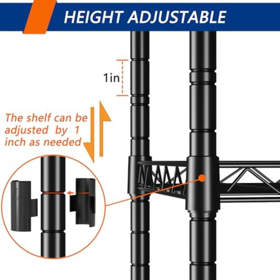 5-ярусная металлическая стеллажная система для хранения с регулируемыми полками. Отдельно стоящие стеллажи для прачечной, ванной комнаты, кухни, кладовой, шкафа. Bl