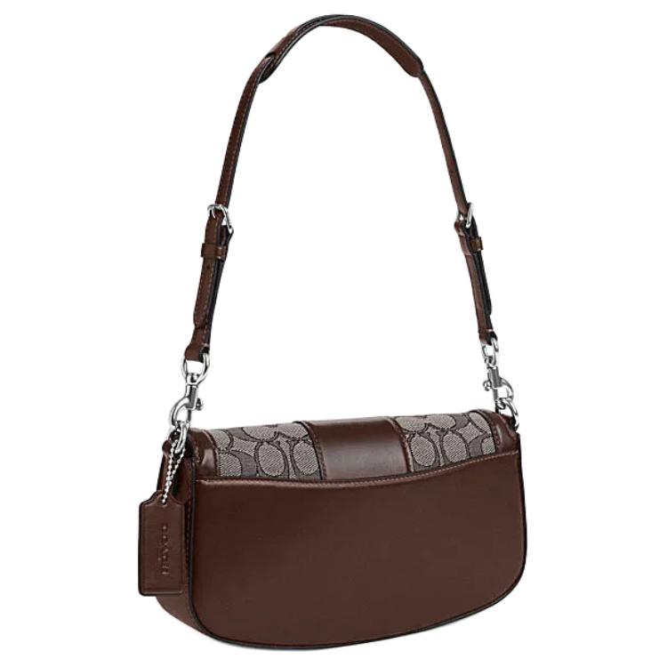 Coach Андреа 24 Классическая пряжка с логотипом Застежка Кожа и Ткань Сумка-тоут Сумка через плечо Средний Размер Женские сумки Дуб Кленово-коричневый CT767-SVS8S