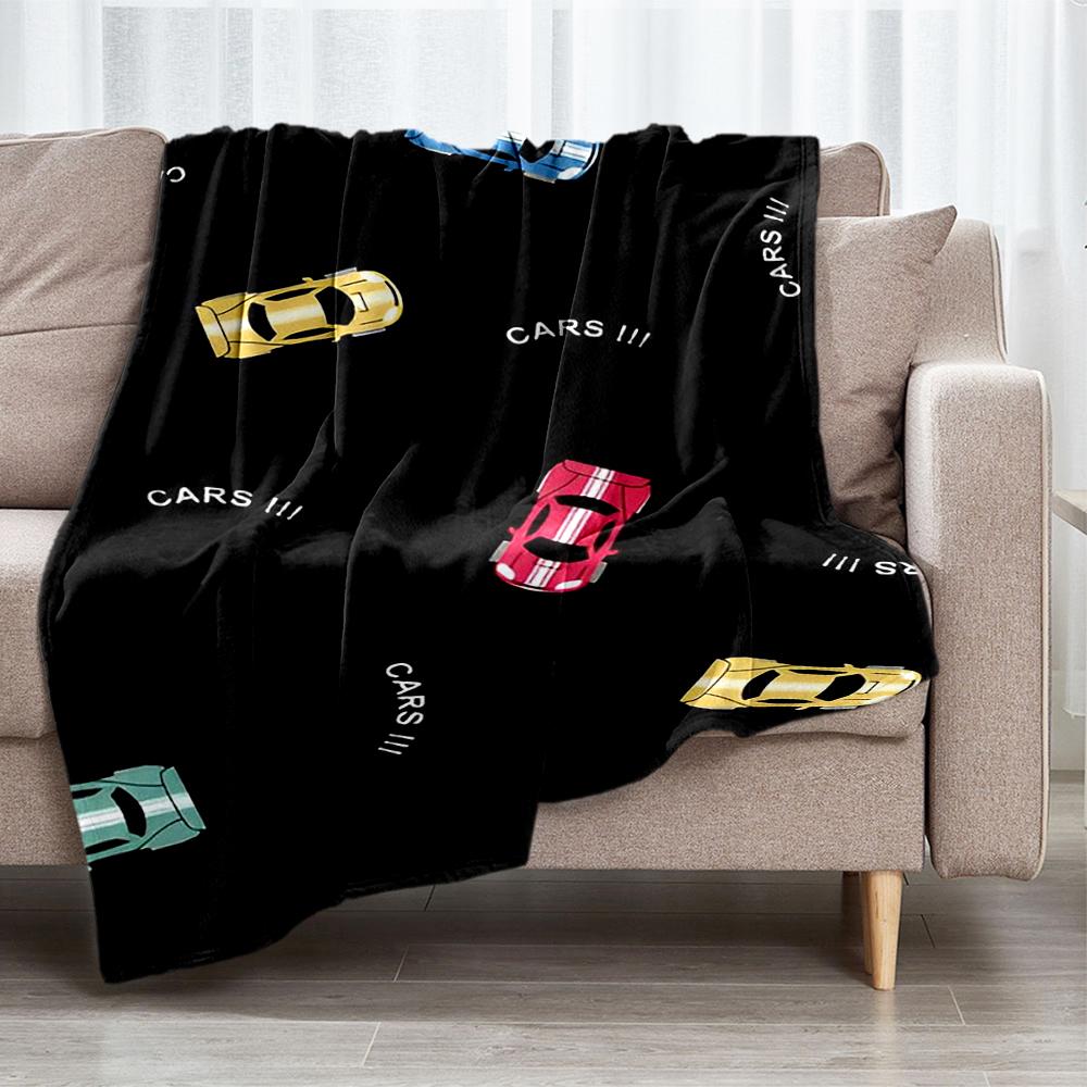 Cute Cars Theme Printed Blanket - Perfect for Couch, Bed, Travel & Outdoor Use | Machine Washable, Cozy & Durable.