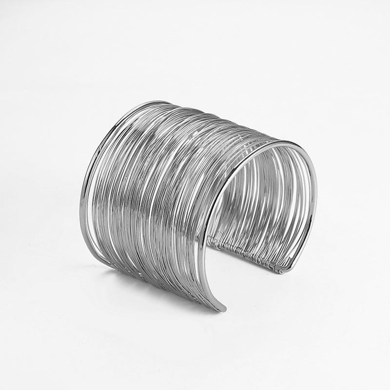 Винтажные Панк Многослойные Широкие Металлические Браслеты-Манжеты на Запястье для Женщин Преувеличенные Золотой Серебряный Цвет Металлический Браслет Женские Модные Украшения