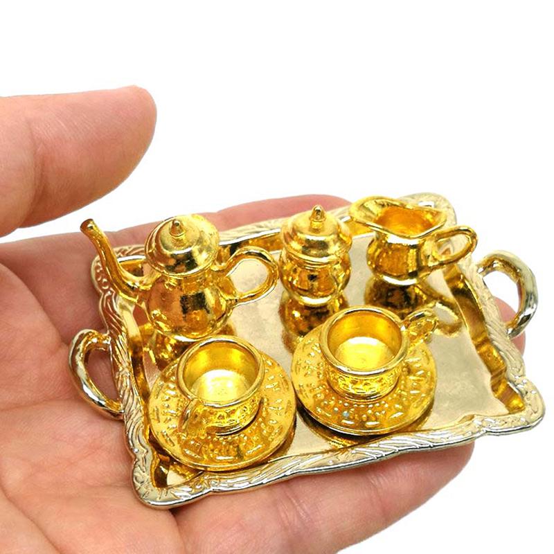 10 шт. 1: 12 кукольный домик, мебель, миниатюрная столовая посуда, набор металлических чашек для чая