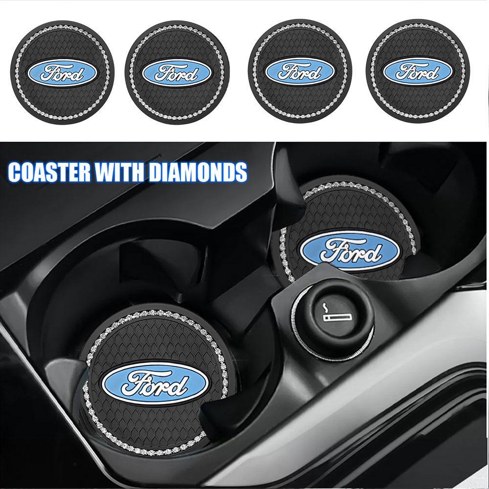 1/2pcs Diamond Silicone Car Water Coaster Pad Anti-Slip Cushion Drink Mat For Ford Ranger S-Max Focus ST Mondeo Transit Tourneo