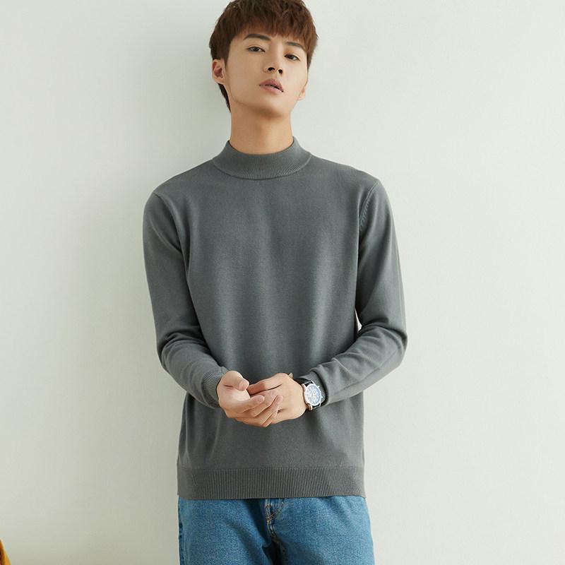 Мужской деловой пуловер с полувысоким воротником крупной вязки для осени и зимы