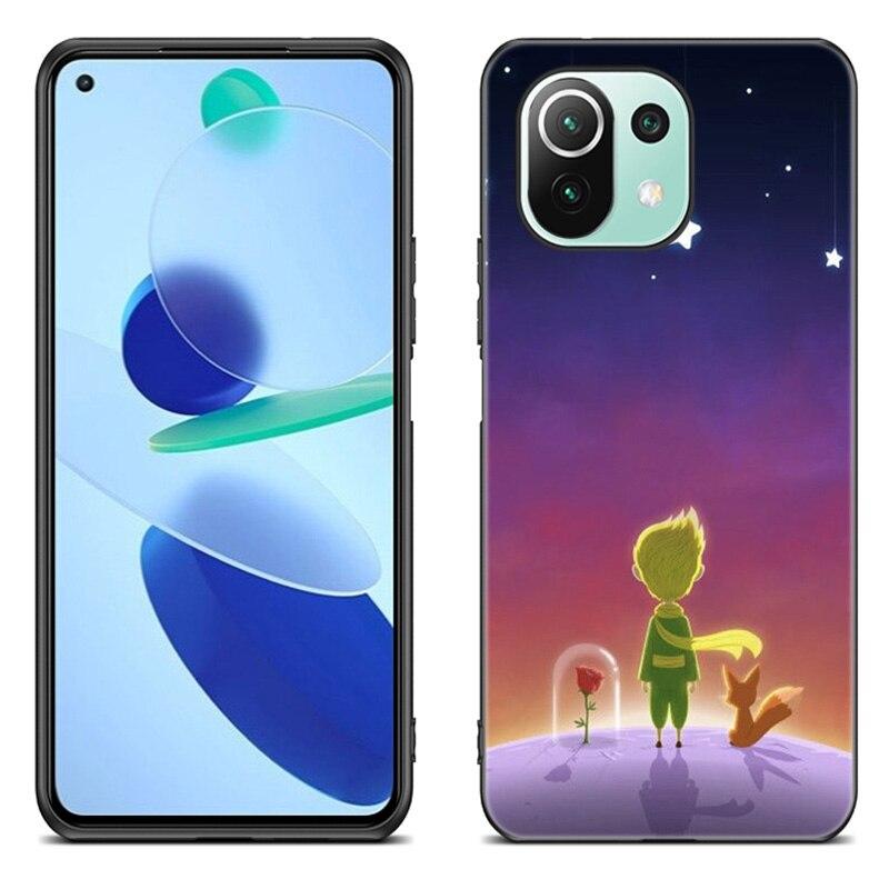 Чехол «Маленький принц с лисой» для Xiaomi Mi 11 Lite NE 11i 10T 11T Pro A2 A3 Lite POCO F3 M3 M4 C31 X3 Pro NFC GT, черный мягкий чехол