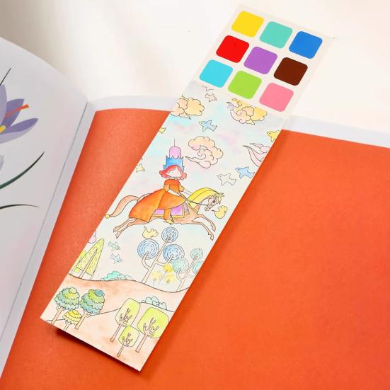 Детская акварельная раскраска с пигментной кисточкой, 20 страниц, портативная карманная тетрадь для рисования акварелью, подарок для малышей и девочек