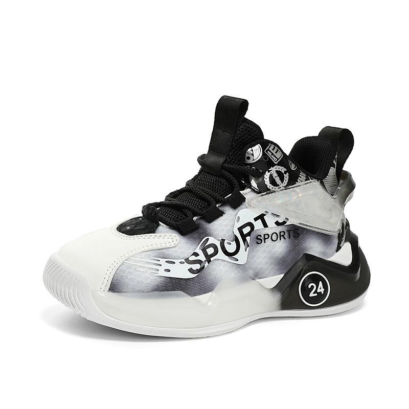 Детские баскетбольные кроссовки с вращающимися пуговицами, тренировочная обувь, спортивная обувь Flyknit, теннисная обувь Tide