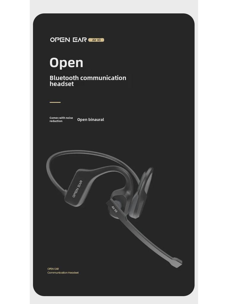 Wireless Bone Conduction Bluetooth Headset with Noise Reduction for Sports and Business