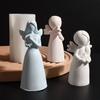 3D Angel Candle Mold Silicone Praying Angel with Wings Love Star Holding Plaster Mould Ornament for Crafting