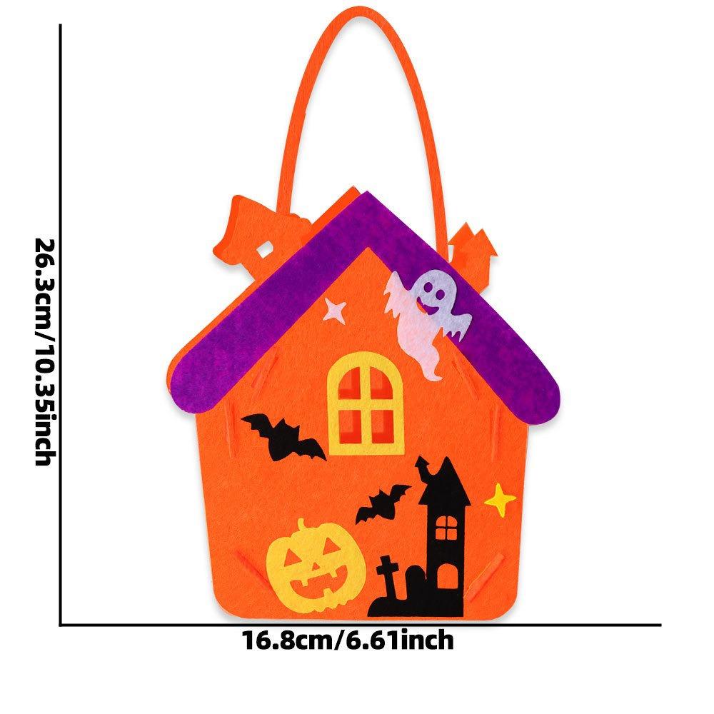 Felt Material Halloween Trick-or-Treat Bag Non-woven Tote Handheld Size Halloween Gift Bag Stereo Design Classic Elements