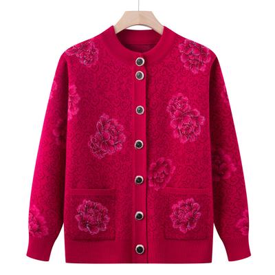 Осенний свитер для женщин среднего и пожилого возраста, свитер вязаный в западном стиле для мамы, пальто-кардиган для пожилой женщины, пальто для бабушки