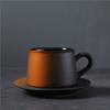 Light Luxury Ceramic Coffee Cup, Round Ball Wooden Handle Cup, Creative Coffee Cup And Saucer Set, Latte Water Cup.