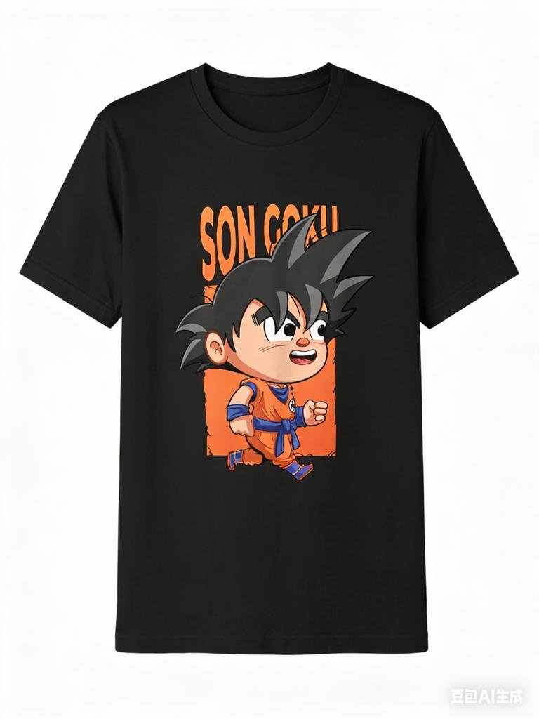 Лето 2026 Новая хлопковая футболка с рисунком из аниме Dragon Ball Свободная повседневная с коротким рукавом Круглый вырез модная повседневная удобная футболка