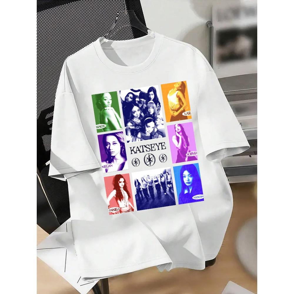 Retro Katseye Beautiful Chaos T-shirt Kpop Tee Gift for Woman Man Fashion Harajuku Kawaii T-shirt Women's Y2K Clothing Tops 2026