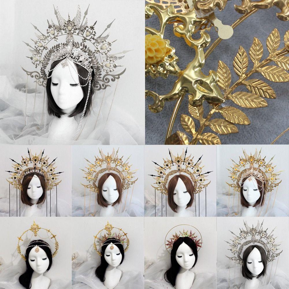 Vintage Handmade Gothic Lolita Tiara DIY Crown Material Kits Wedding Headpiece Sun Goddess Headwear