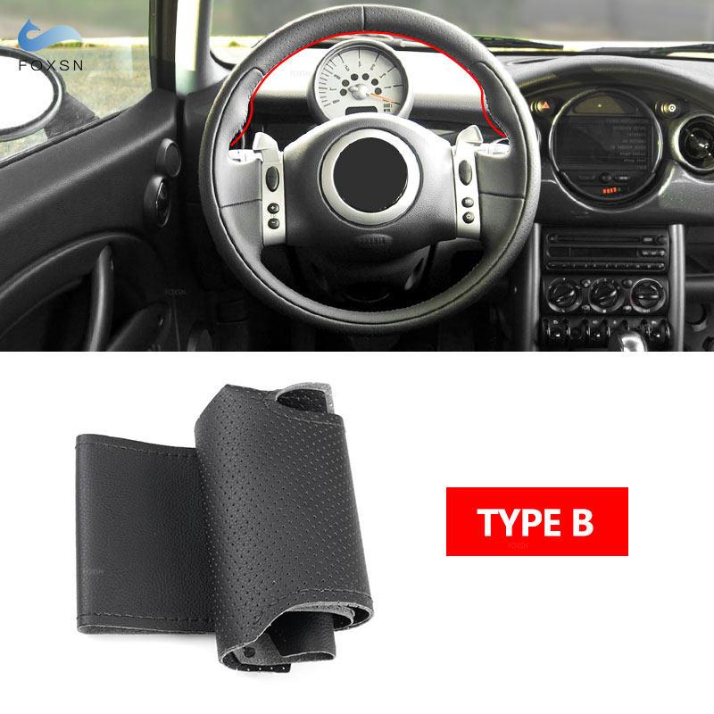 Car Accessories Braid On Steering Wheel Leather Cover Trim For Mini Coupe 2001-2006 Convertible 2004-2008 For Mini R50 R53